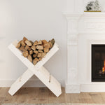 ZNTS Log Holder White 47x39.5x48 cm Solid Wood Pine 822448