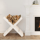ZNTS Log Holder White 47x39.5x48 cm Solid Wood Pine 822448