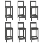 ZNTS Bar Chairs 6 pcs Grey Solid Wood Pine 3124694