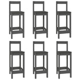 ZNTS Bar Chairs 6 pcs Grey Solid Wood Pine 3124694