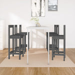 ZNTS Bar Chairs 6 pcs Grey Solid Wood Pine 3124694