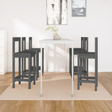 ZNTS Bar Chairs 6 pcs Grey Solid Wood Pine 3124694