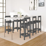 ZNTS Bar Chairs 6 pcs Grey Solid Wood Pine 3124694