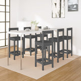 ZNTS Bar Chairs 6 pcs Grey Solid Wood Pine 3124694