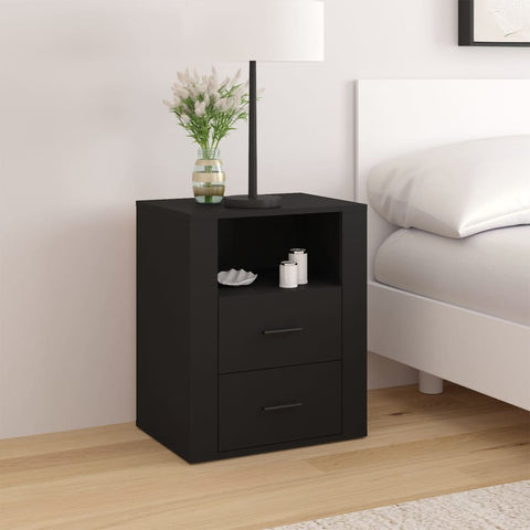 ZNTS Bedside Cabinet Black 50x36x60 cm Engineered Wood 816729