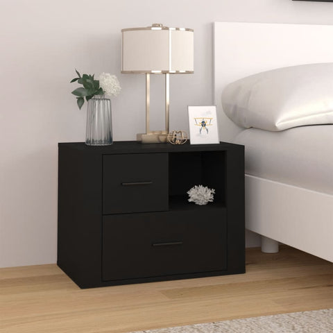 ZNTS Bedside Cabinet Black 60x36x45 cm Engineered Wood 816737