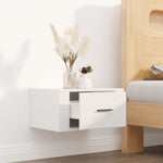 ZNTS Wall-mounted Bedside Cabinet High Gloss White 50x36x25 cm 816844