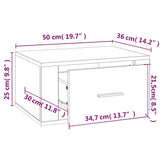 ZNTS Wall-mounted Bedside Cabinet High Gloss White 50x36x25 cm 816844