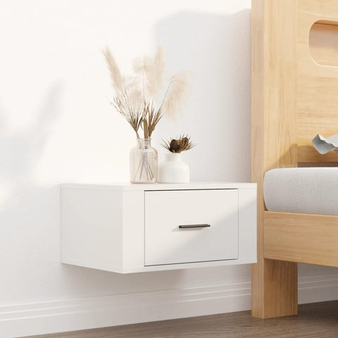 ZNTS Wall-mounted Bedside Cabinet High Gloss White 50x36x25 cm 816844
