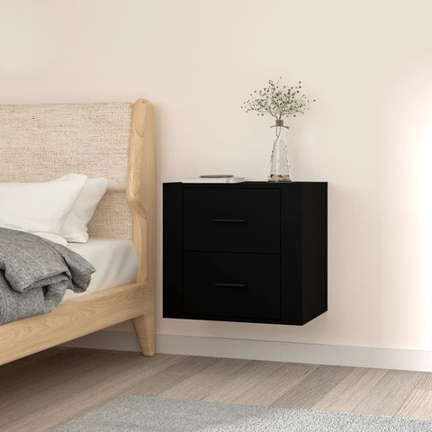 ZNTS Wall-mounted Bedside Cabinet Black 50x36x47 cm 816857