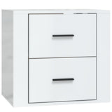 ZNTS Wall-mounted Bedside Cabinet High Gloss White 50x36x47 cm 816858