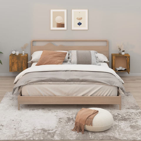 ZNTS Wall-mounted Bedside Cabinets 2 pcs Smoked Oak 50x30x47 cm 816875