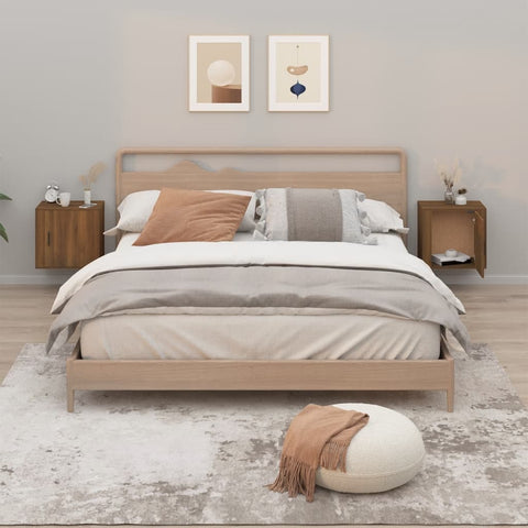 ZNTS Wall-mounted Bedside Cabinets 2 pcs Brown Oak 50x30x47 cm 816879