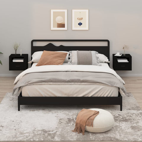 ZNTS Wall-mounted Bedside Cabinets 2 pcs Black 50x36x40 cm 816883