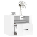 ZNTS Wall-mounted Bedside Cabinet High Gloss White 50x36x40 cm 816884
