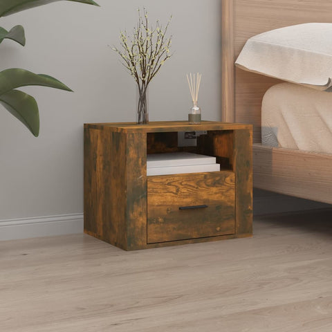 ZNTS Wall-mounted Bedside Cabinet Smoked Oak 50x36x40 cm 816890