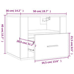 ZNTS Wall-mounted Bedside Cabinets 2 pcs Smoked Oak 50x36x40 cm 816891