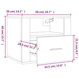 ZNTS Wall-mounted Bedside Cabinets 2 pcs Smoked Oak 50x36x40 cm 816891