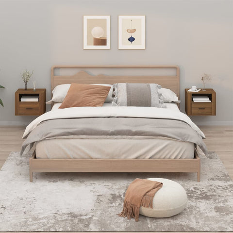 ZNTS Wall-mounted Bedside Cabinets 2 pcs Brown Oak 50x36x40 cm 816895