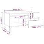 ZNTS Coffee Table White 90x49x45 cm Engineered Wood 819620