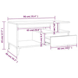 ZNTS Coffee Table White 90x49x45 cm Engineered Wood 819620