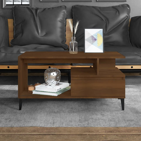 ZNTS Coffee Table Brown Oak 90x49x45 cm Engineered Wood 819627