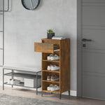 ZNTS Shoe Rack Smoked Oak 40x36x105 cm Engineered Wood 819785