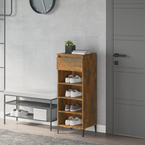 ZNTS Shoe Rack Smoked Oak 40x36x105 cm Engineered Wood 819785