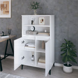 ZNTS Highboard High Gloss White 60x36x110 cm Engineered Wood 821230