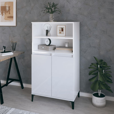 ZNTS Highboard High Gloss White 60x36x110 cm Engineered Wood 821230