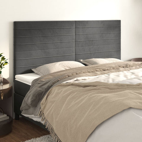 ZNTS Headboards 4 pcs Dark Grey 100x5x78/88 cm Velvet 3116539