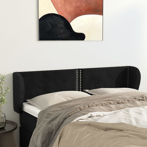 ZNTS Headboard with Ears Black 147x23x78/88 cm Velvet 3117054