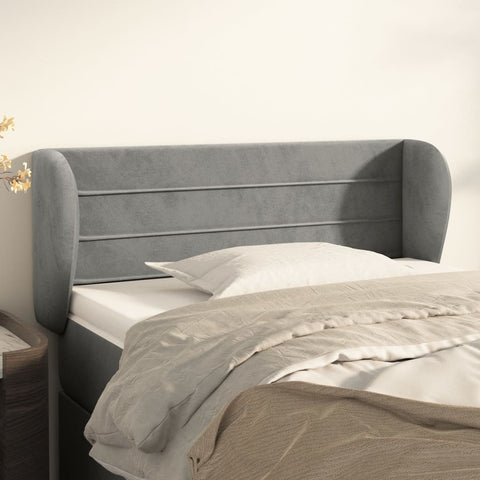 ZNTS Headboard with Ears Light Grey 93x23x78/88 cm Velvet 3117320