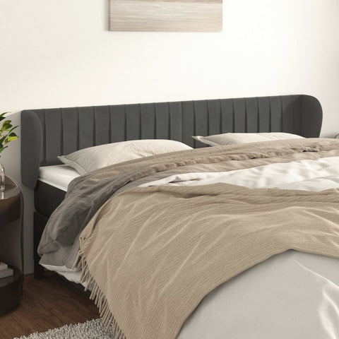 ZNTS Headboard with Ears Dark Grey 203x23x78/88 cm Velvet 3117449