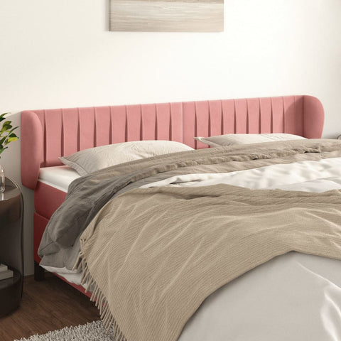 ZNTS Headboard with Ears Pink 203x23x78/88 cm Velvet 3117453