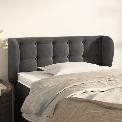 ZNTS Headboard with Ears Dark Grey 103x23x78/88 cm Velvet 3117621