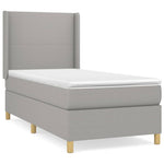 ZNTS Box Spring Bed with Mattress Light Grey 90x200 cm Fabric 3131801