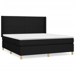 ZNTS Box Spring Bed with Mattress Black 160x200 cm Fabric 3131843