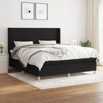 ZNTS Box Spring Bed with Mattress Black 160x200 cm Fabric 3131843