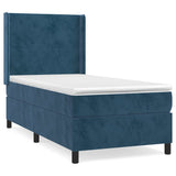 ZNTS Box Spring Bed with Mattress Dark Blue 90x190 cm Velvet 3132535