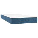 ZNTS Box Spring Bed with Mattress Dark Blue 90x190 cm Velvet 3132535