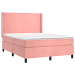 ZNTS Box Spring Bed with Mattress Pink 140x200 cm Double Velvet 3132566