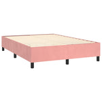 ZNTS Box Spring Bed with Mattress Pink 140x200 cm Double Velvet 3132566