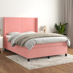ZNTS Box Spring Bed with Mattress Pink 140x200 cm Double Velvet 3132566