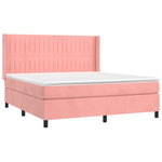 ZNTS Box Spring Bed with Mattress Pink 160x200 cm King Size Velvet 3132812