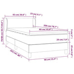 ZNTS Box Spring Bed with Mattress Light Grey 90x200 cm Single Fabric 3126053