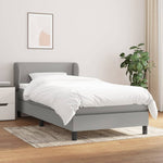 ZNTS Box Spring Bed with Mattress Light Grey 90x200 cm Single Fabric 3126053