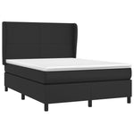 ZNTS Box Spring Bed with Mattress Black 140x190 cm Faux Leather 3128907