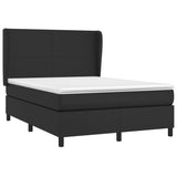 ZNTS Box Spring Bed with Mattress Black 140x190 cm Faux Leather 3128907