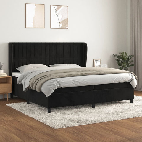 ZNTS Box Spring Bed with Mattress Light Grey 90x190 cm Velvet 3129353